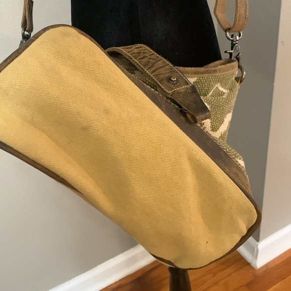 Myra bag cotton and leather conceal carry crossbody purse adjustable strap - Picture 4 of 9